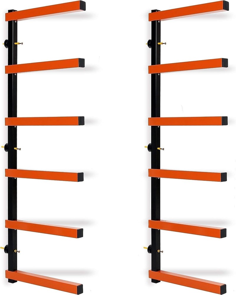 Heavy Duty 6-Tier Wall Mount Lumber Rack Holds 600 Lbs in Orange