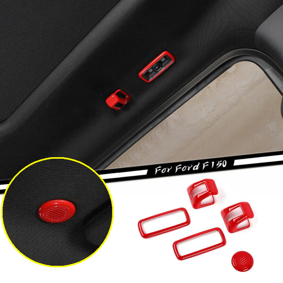 5P Car Roof Hook & Reading Light Cover Trim For Ford F150 21-23 Accessories Red