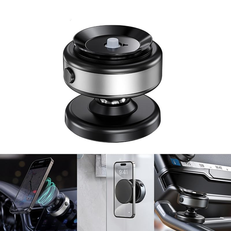Magnetic Car Phone Mount with Electric Vacuum Suction Cup Holder