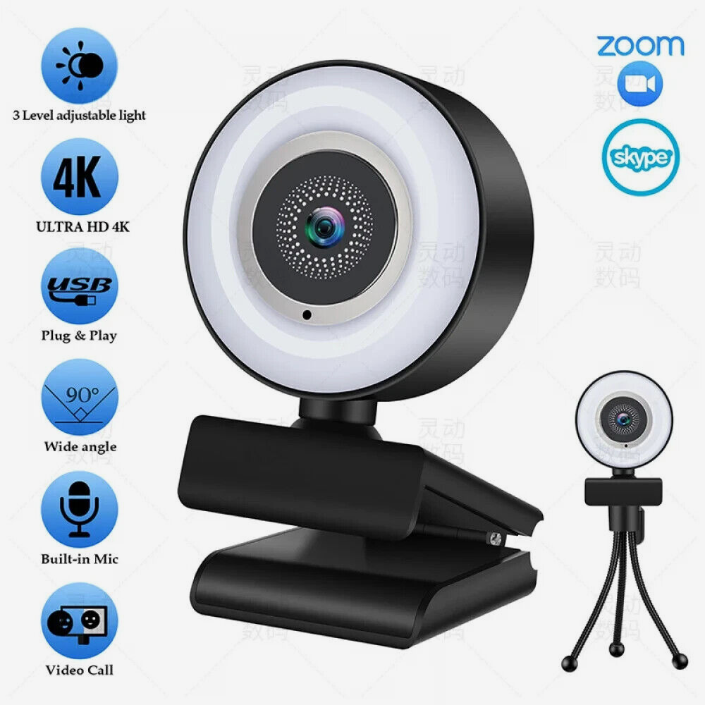 Full 4K HD AUTO-FOCUS Duel Stereo Microphones WEBCAM Noise Reduction Beauty Eff.-image