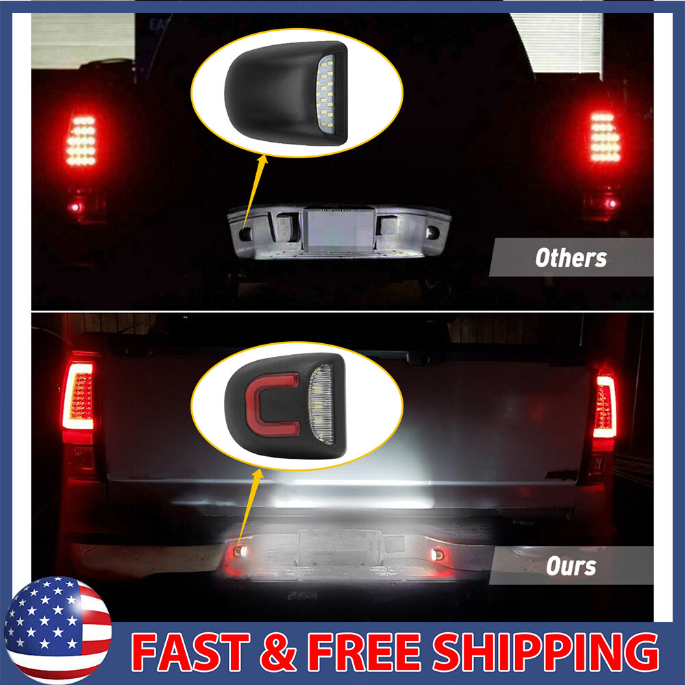For 99-13 Cadillac GMC Replacement Chevy White Tube Red LED License Plate Lights