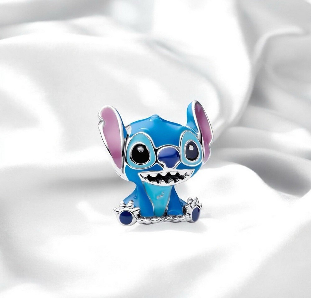 Authentic PANDORA 925 Sterling Silver Disney Lilo & Stitch Blue Charm 793815C01