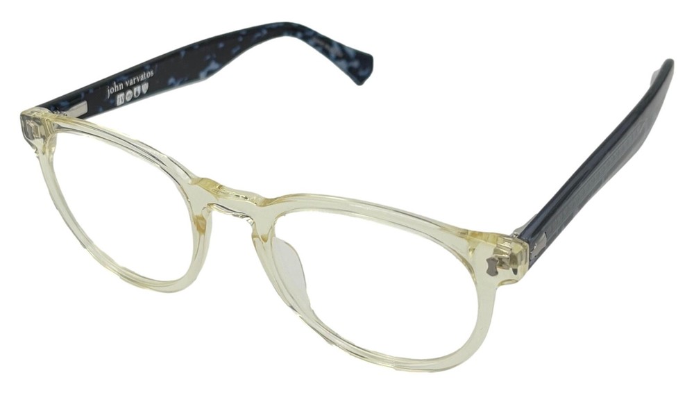 John Varvatos Square Mens Yellow Crystal Eyewear Plastic Frame V416 49mm