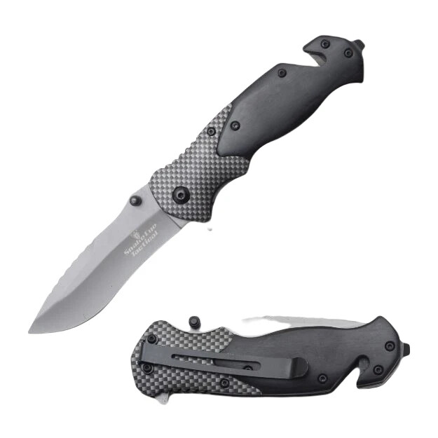 8-Inch Tactical Snake Eyes Spring-Assisted Folding Knife Black