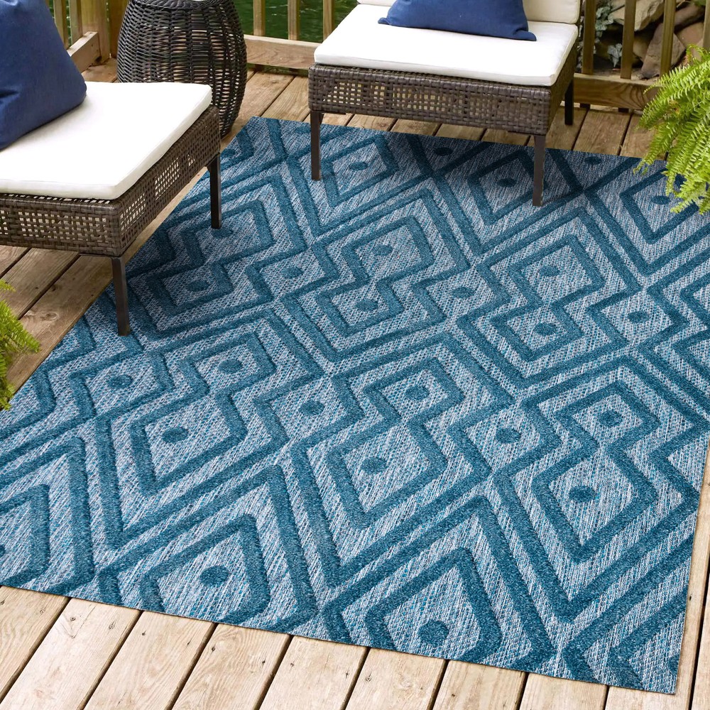 Jonathan Y Ibiza 4x6 Blue Polypropylene Outdoor Rug