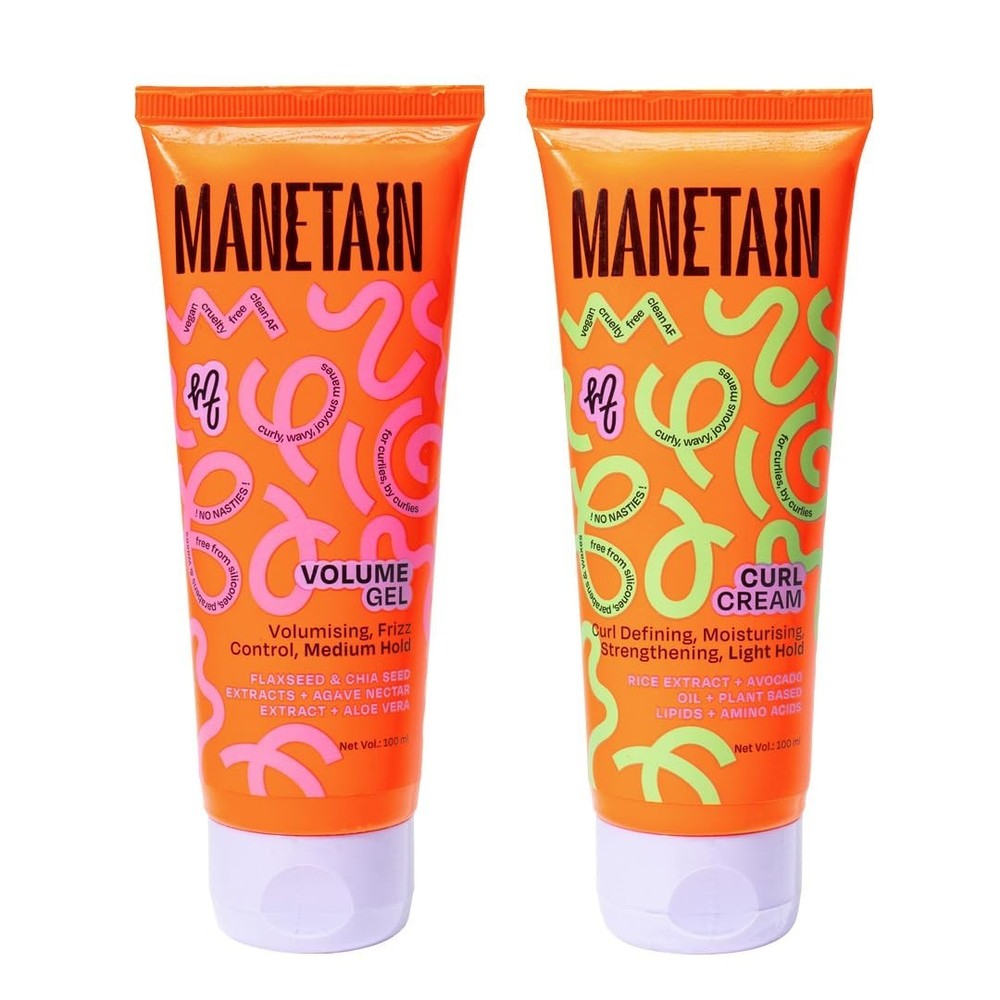 MANETAIN Volumizing Curl Cream 100ml & Hair Styling Gel 100ml for Defined Curls