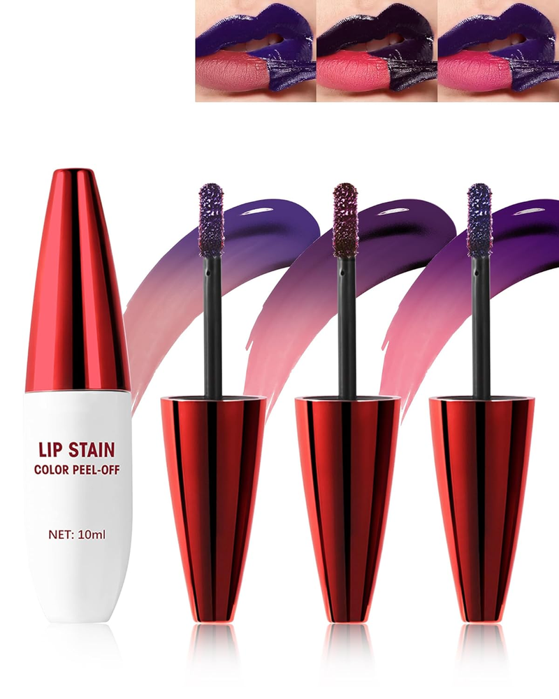 Peel off Lip Tint Stain Set-3Pcs Nude Pink Rose Tattoo Lip Liner Stain with Matt