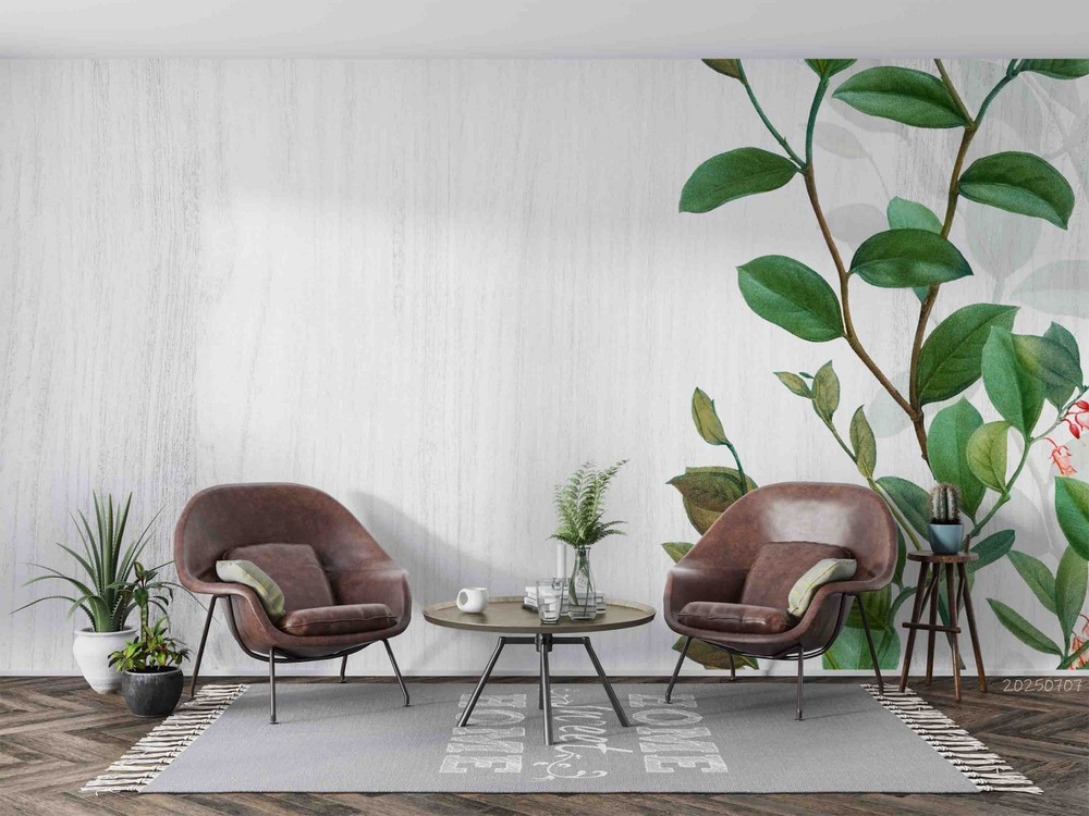 3D Plant Leaves Illustration Wall Murals Wallpaper Murals Wall Sticker