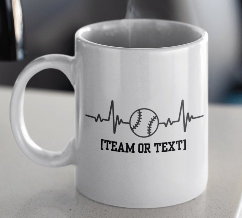 Baseball Heartbeat Personalized Fathers Day Mug Great Gift For Dad Step Dad