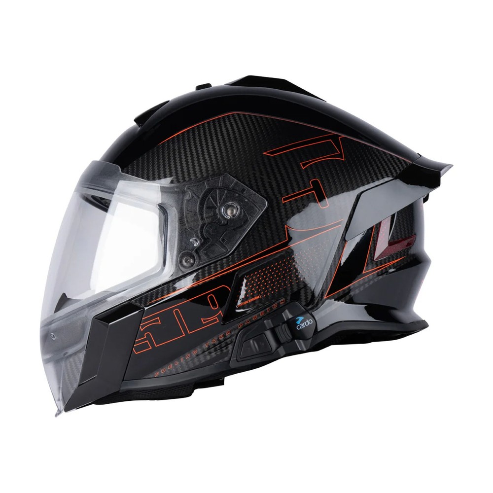 509 Mach V Carbon Commander Helmet with Cardo, Fidlock & Venturi Venting in Orange