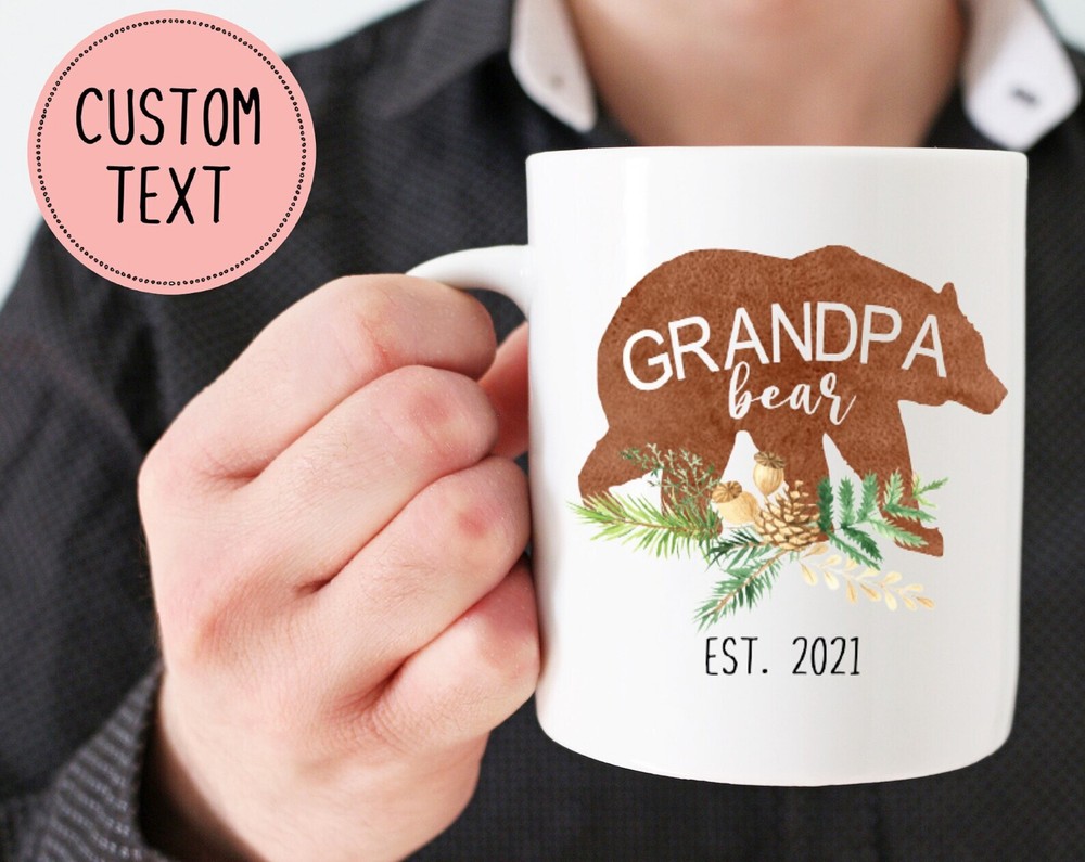 Grandpa Bear Mug Personalized Mug Grandfather Mug Pregnancy Reveal Gift