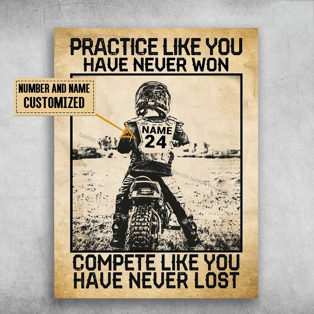 Biker Poster, Motorcycle Lover, Practice Like You Have Never Won Customized P...