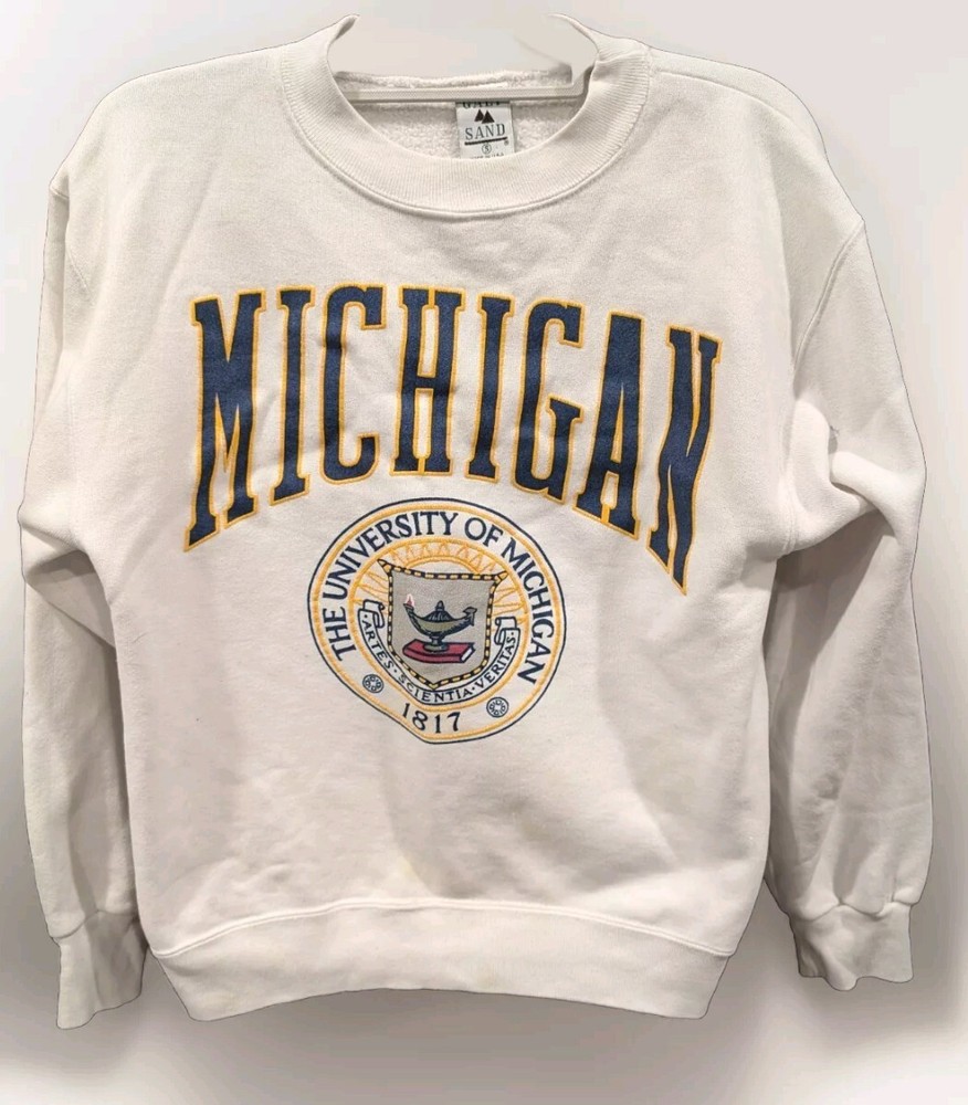 Vtg University of Michigan Crewneck Sweatshirt 90s Galt Sand USA - Small - FLAWS
