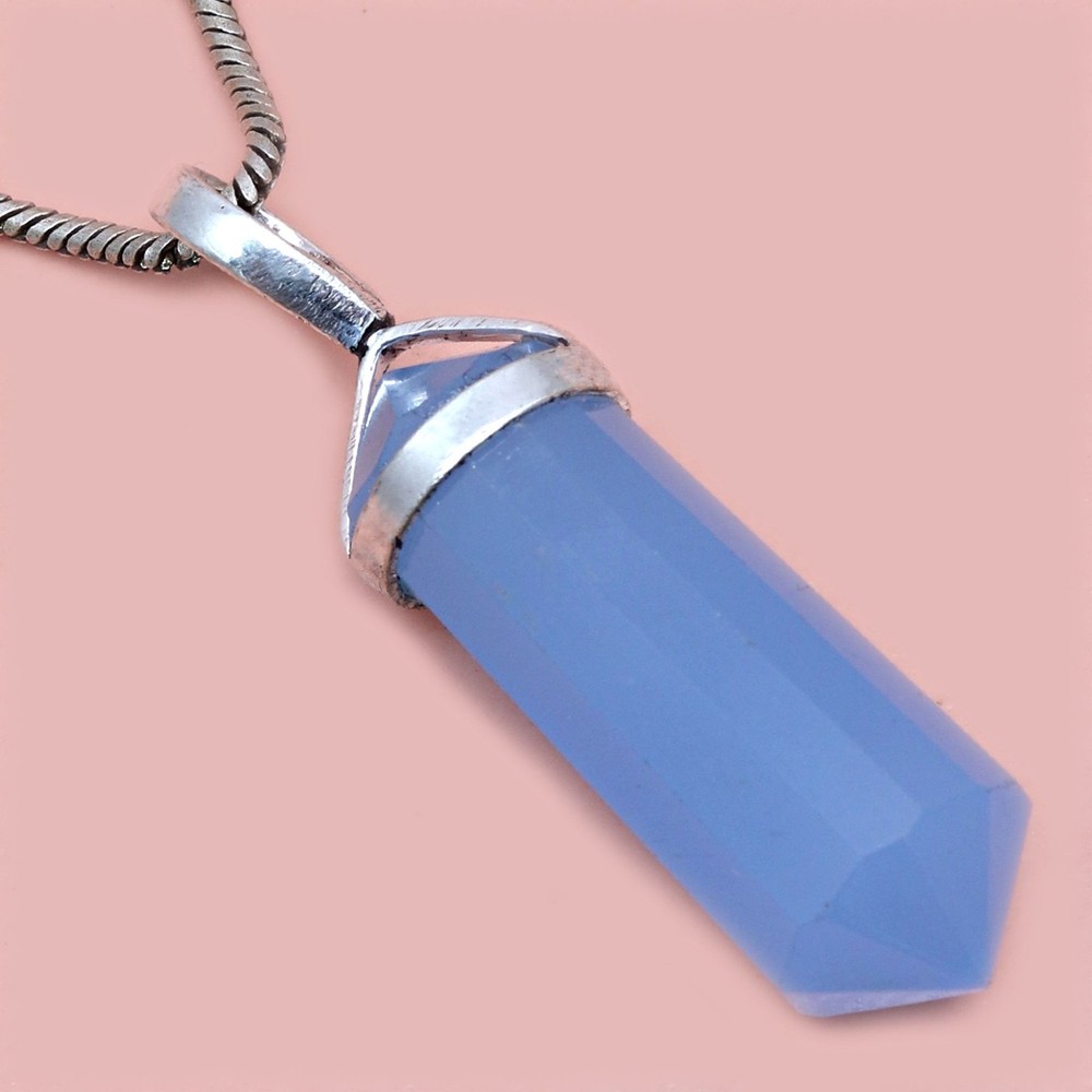 Blue Chalcedony Gemstone Handmade Silver Pendant for Women & Men