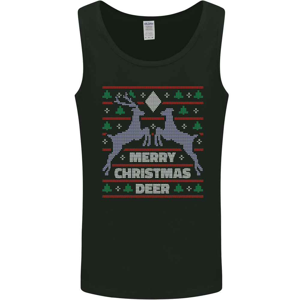 Feliz Navidad Ciervo Divertido Navidad Hombre Chaleco Camiseta sin mangas