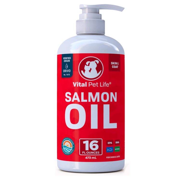 Salmon Oil for Dogs & Cats - Supports Skin & Coat with Omega 3 EPA DHA Liquid Supplement