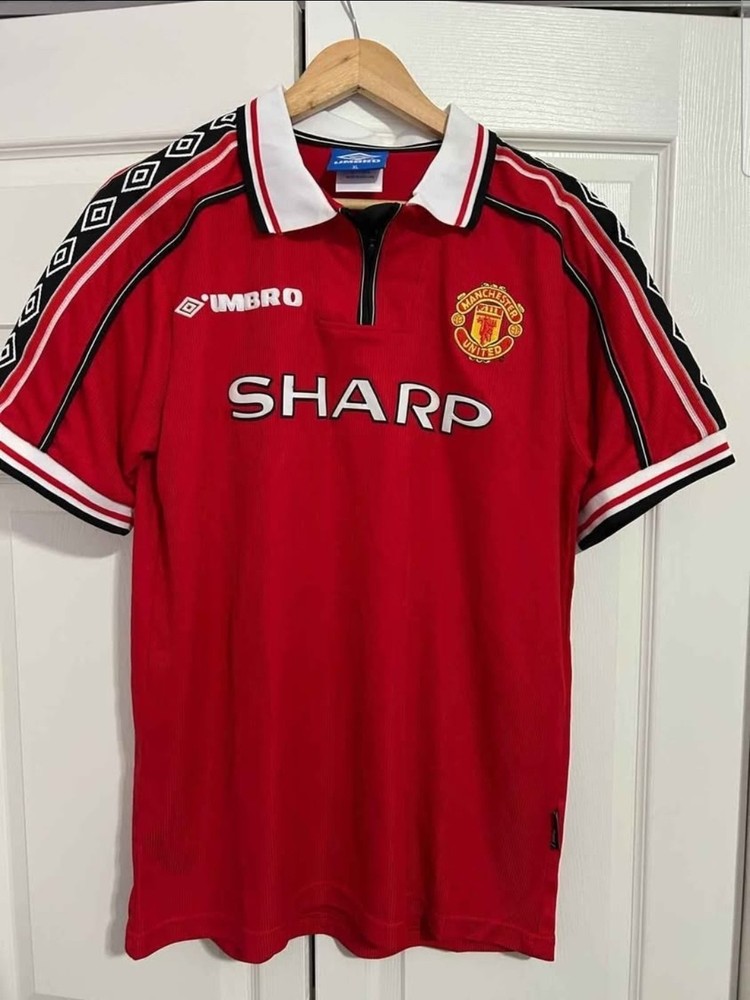 MANCHESTER UNITED 1998 2000 HOME FOOTBALL SHIRT SOCCER JERSEY UMBRO ( See Pics)