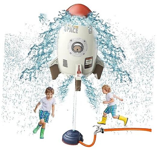 Sprinkler Rocket Launcher, Outdoor Water Toys for Kids, Summer Outside Gray