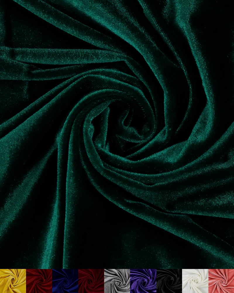 Stretch Velvet Fabric by The Yard: Hunter Green 63