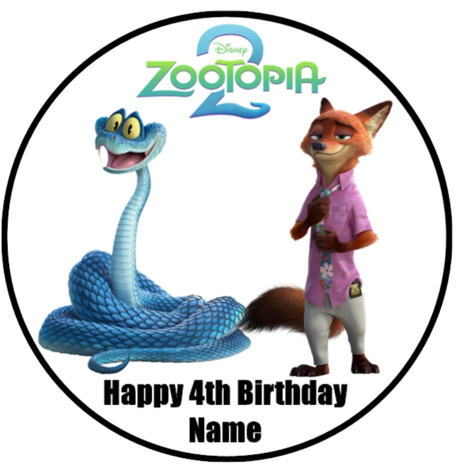 Zootopia Edible Wafer Cake & Cupcake Toppers - Zoo Theme Party Cake Decorations