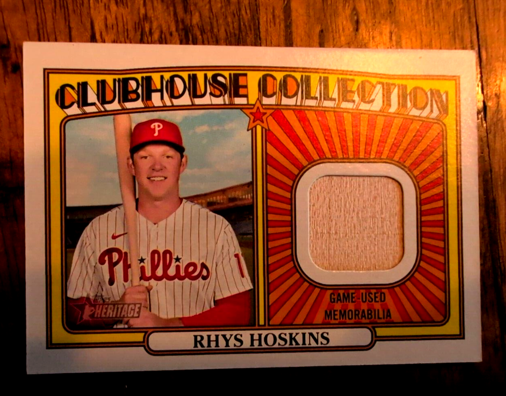 2021 Topps Heritage High Number Rhys Hoskins Clubhouse Collection Bat Relic