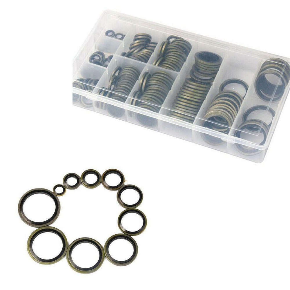 150x Automotive Bonded Fixed Seal Washer O-ring Gaskets Assortment Kit With Box