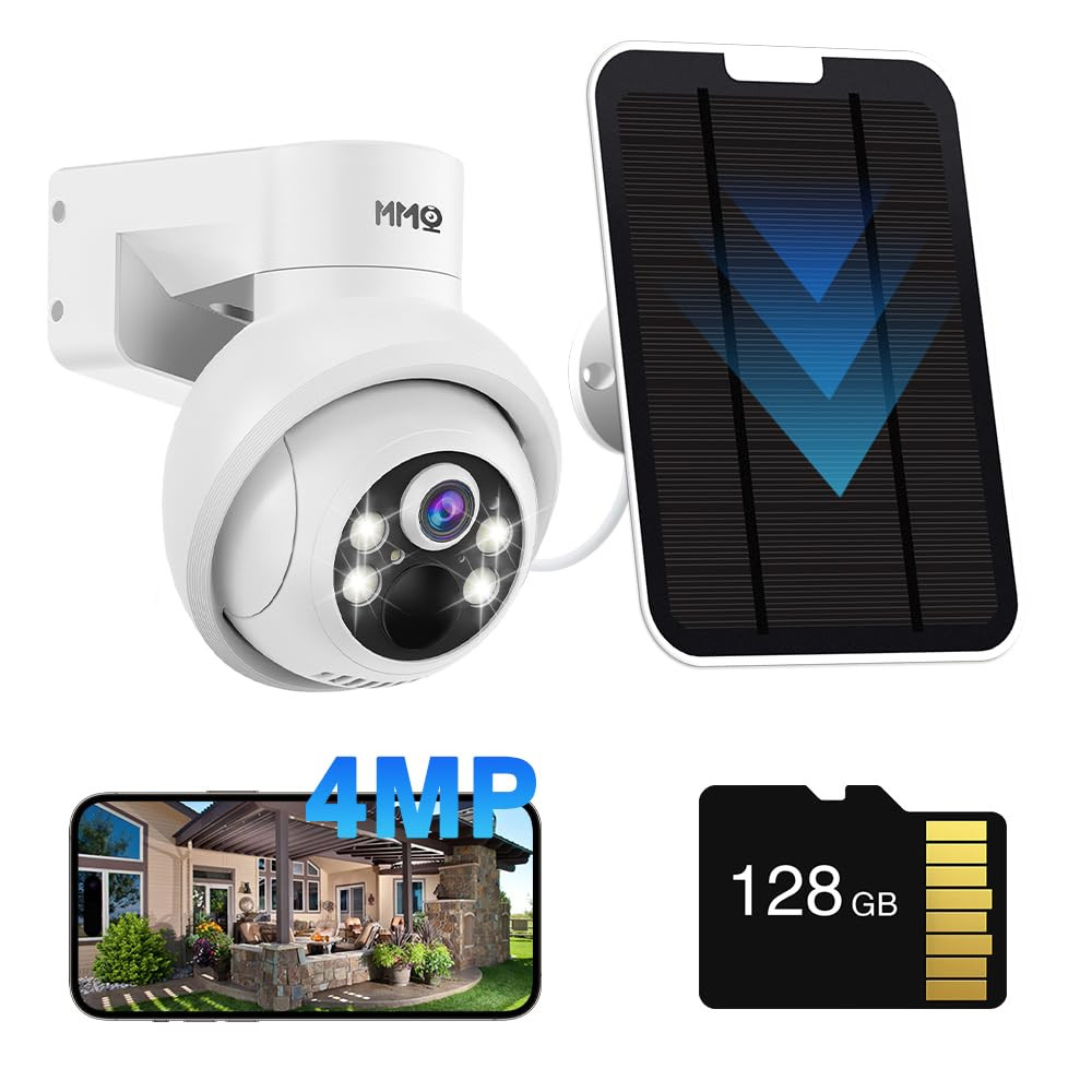 4MP Solar-Powered PTZ Outdoor Security Camera with Bat Detection