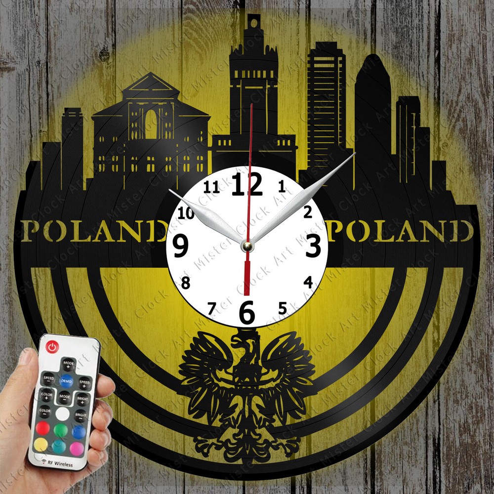 LED Clock Poland Skyline Record Clock Art Decor Original Gift 6629