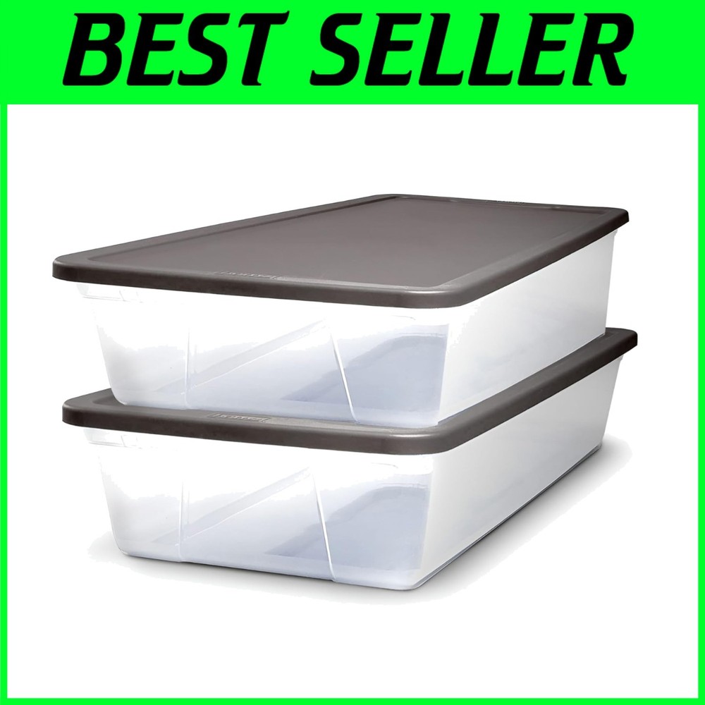 2-Pack Clear Plastic Storage Bins, 28 Qt - Snaplock Lids