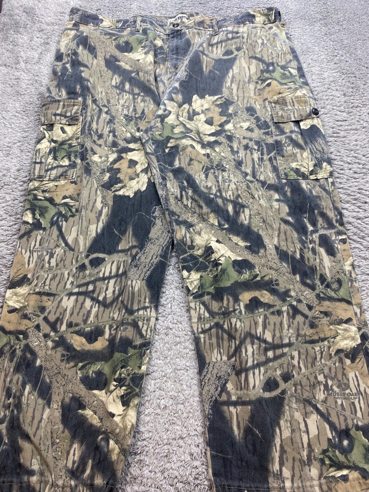 Vtg Jerzees Cargo Pants Mens 3XL Mossy Oak Camo Hunt Outdoor Made In USA 90s Y2K