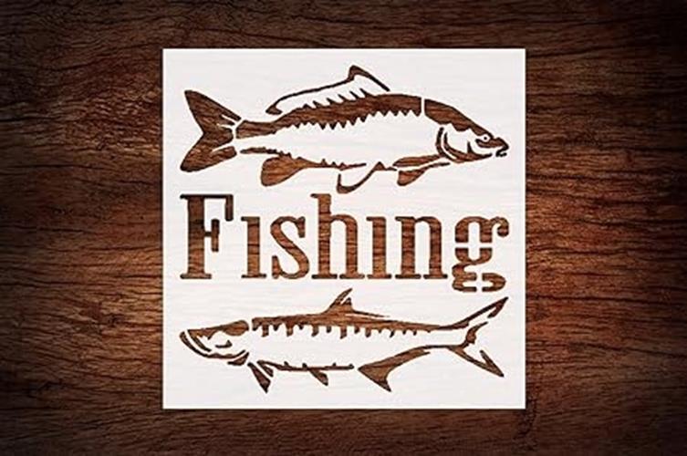 Reusable Nautical Fishing Big Fish Stencil 5.5x5.5 inches - Custom Sea Life Desi