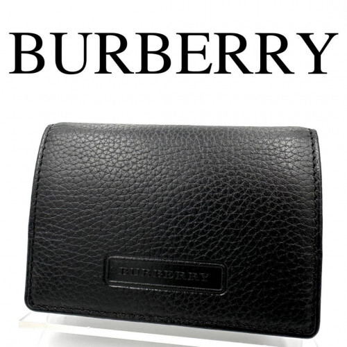 BURBERRY Nova Check Black Leather Compact Wallet with Coin Case 2810
