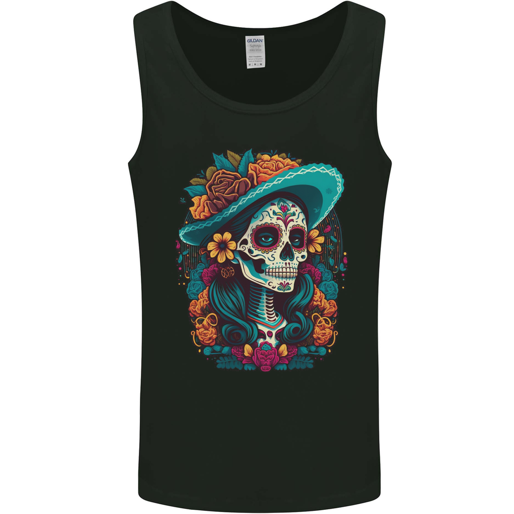 Los Muertos Day of the Dead Sugar Skull Mens Vest Tank Top
