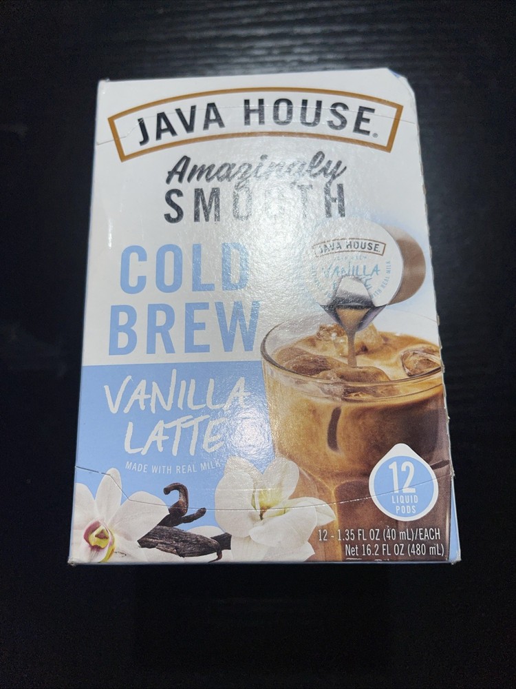 Java House Cold Brew Coffee Vanilla Latte, 12 Liquid Pods 1.35 oz each EXP Jul25