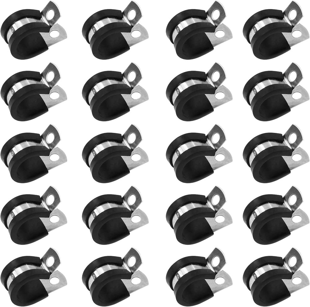 20Pcs 5/8 Inch Stainless Steel Cable Clamps with Rubber Cushion for Secure Pipe Fastening