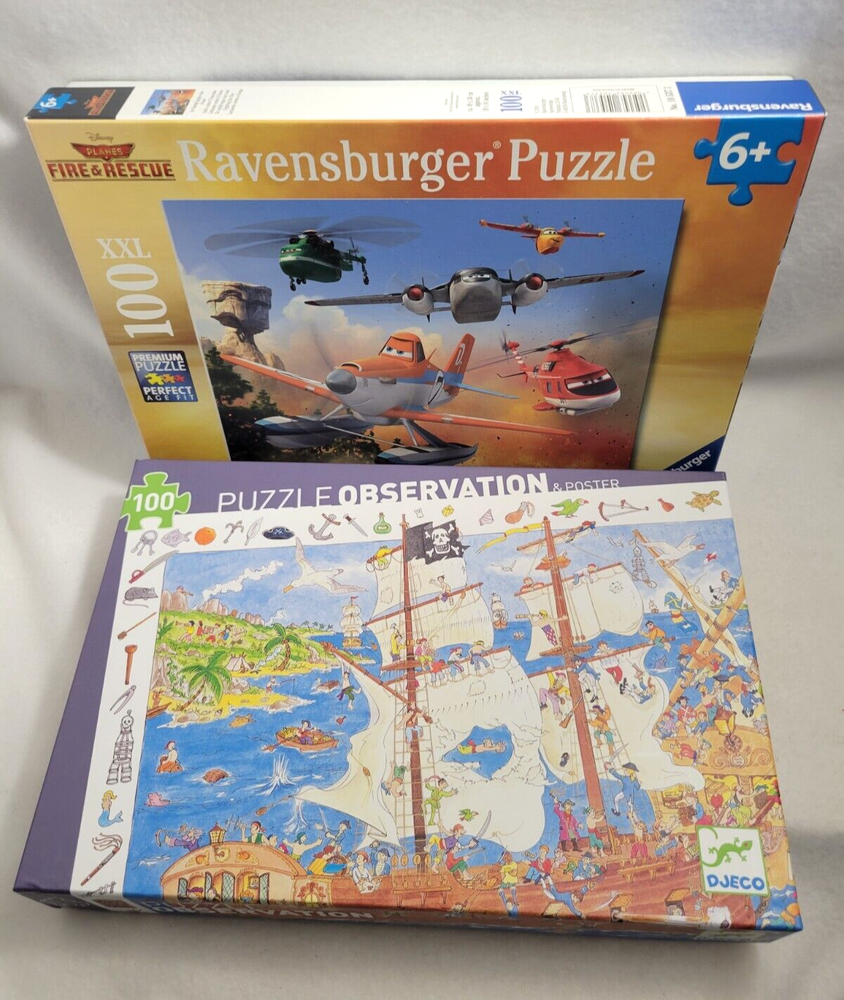 X2 Large Piece 100 piece each Jigsaw Puzzles Cars Fire & Rescue Observation 6+