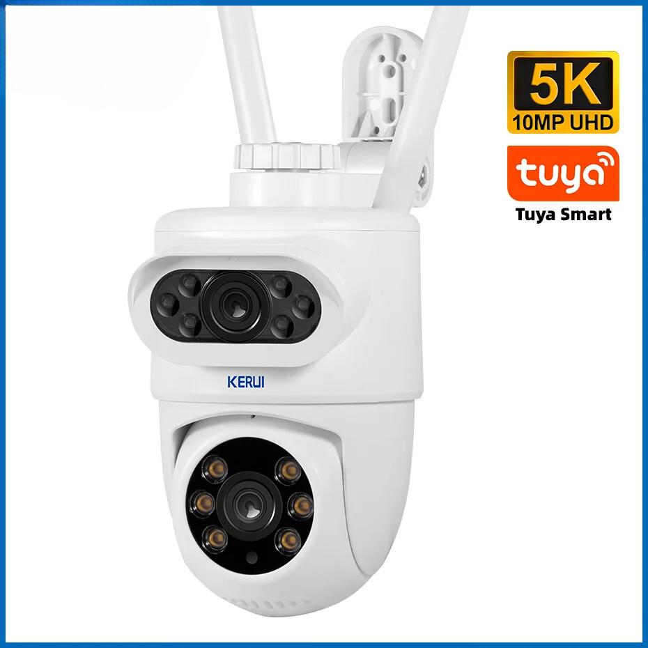 10MP 5K HD Dual Lens WiFi IP Camera with Tuya Smart PTZ Wireless Home Security