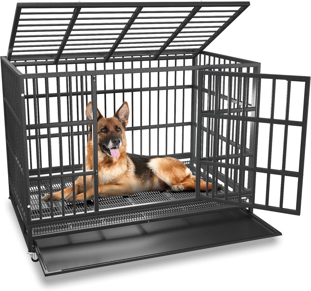 Heavy Duty Indestructible and Escape-Proof Dog Crate Cage Kennel for Large Dogs