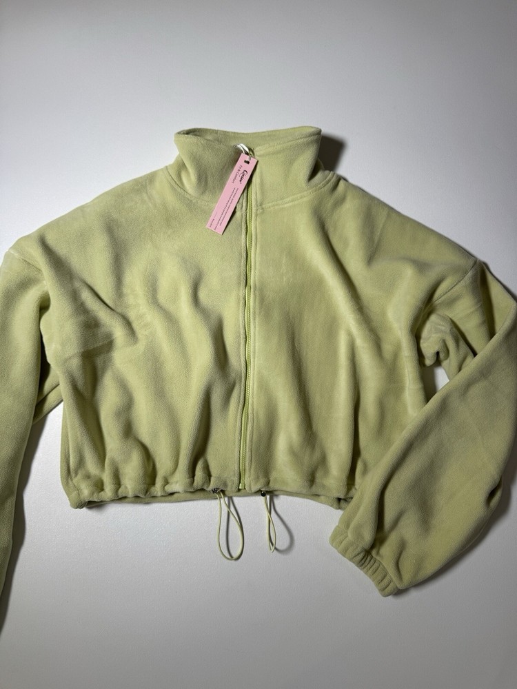 QINSEN Women's Polar Fleece Bomber Jacket Full Zip Stand Collar  Short Coat, S