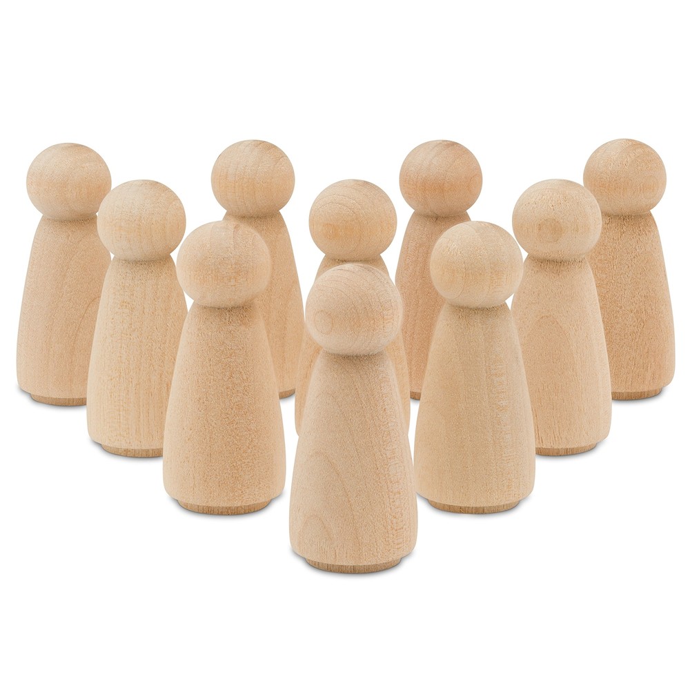 Wood Peg Dolls 3.5 Inch Large Mom/Angel Shape Wooden Peg People Pack of 100 W...
