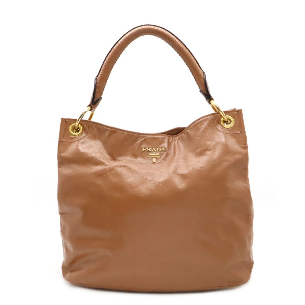 RARE PRADA leather dark semi-shoulder handbag single strap designer bag