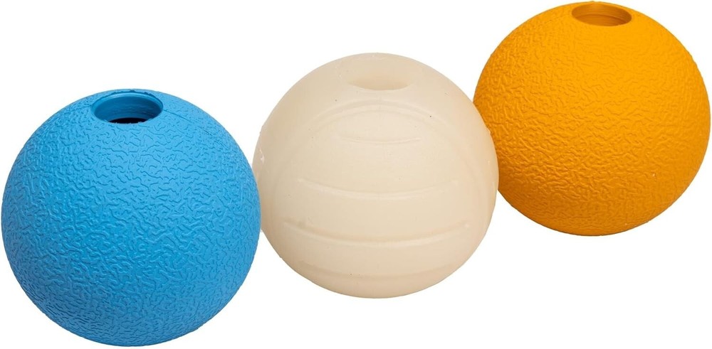 Dog Toys, Interactive Assorted Rubber Balls,2.5 inch, Blue, Beige(Pack of 3)..
