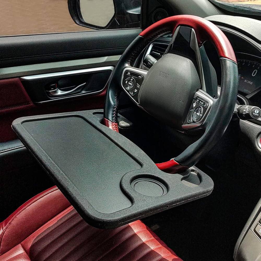 Steering Wheel Tray for Laptop Food or Work in Car Adjustable Desk Table
