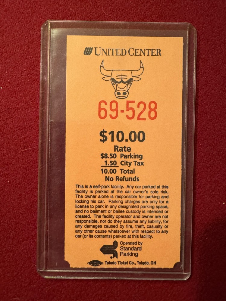 1998 Chicago Bulls Vs Magic United Center Parking Ticket Stub Voucher Vintage-image