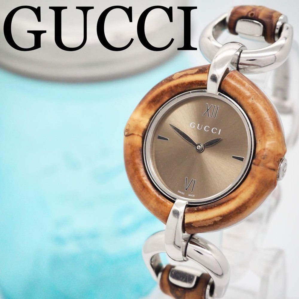 Gucci 132.4 Watch Quartz 36.5mm Women's Brown Dial Swiss Made With Box Japan