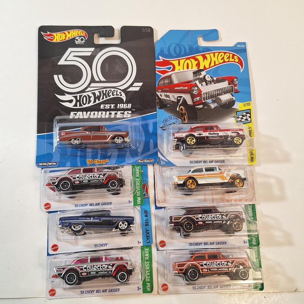 Hot Wheels  55 Chevy Bel Air Super Treasure Hunt/ Zamac/ 52th Anniversary 8 Cars