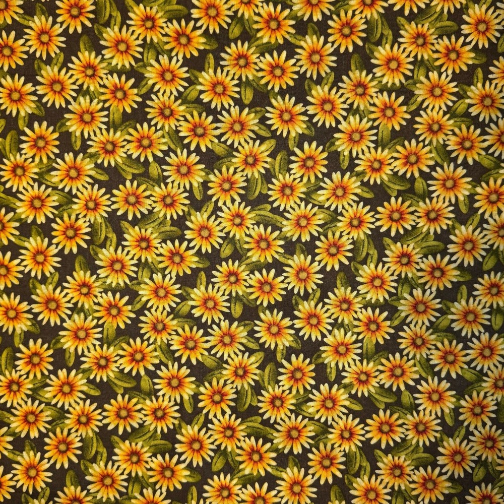 Sunflower Cotton Fabric Print by Challis & Roos for Fabric Traditions - 7/8 Yard