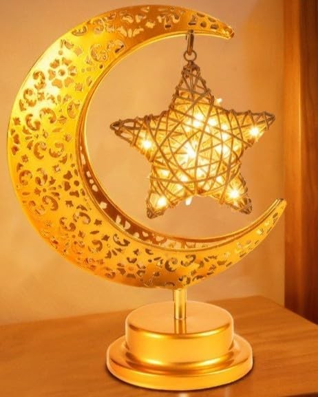 OLEEK Ramadan Decorations Moon and Stars - Ramadan Lights for Table - Ramadan De