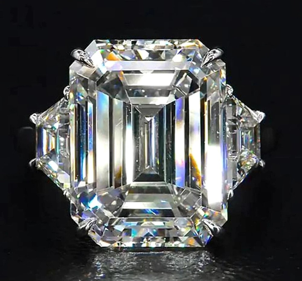 RARE 28.00 Ct Certified Off White Treated Diamond Solitaire Ring In 925 Silver