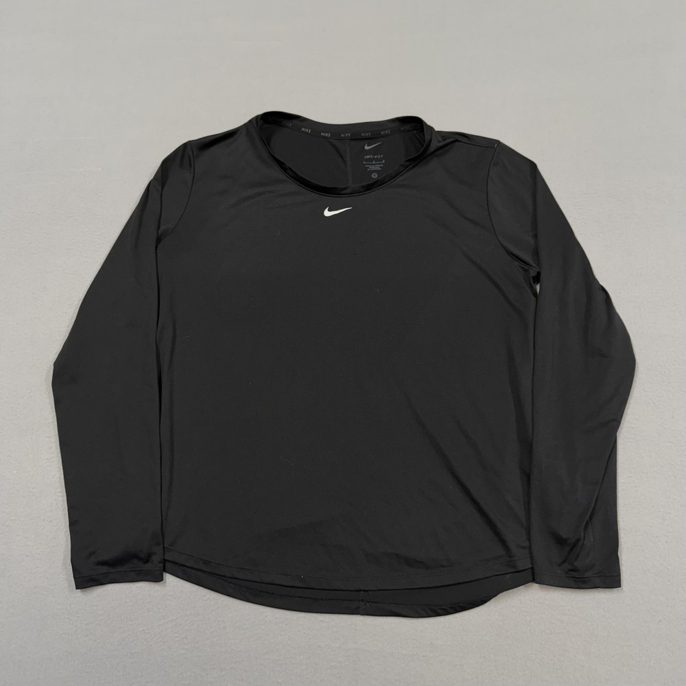 Nike Shirt womens Large Black Dri-FIT Long Sleeve Performance Top Athletic